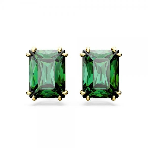 Swarovski Matrix arany színű fülbevaló téglalap zöld kristállyal 5677142