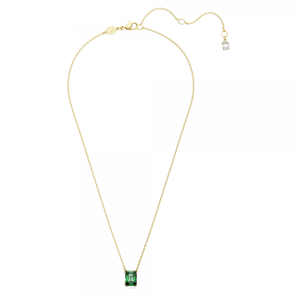 Swarovski Matrix arany színű nyaklánc téglalap zöld kristállyal 5677141