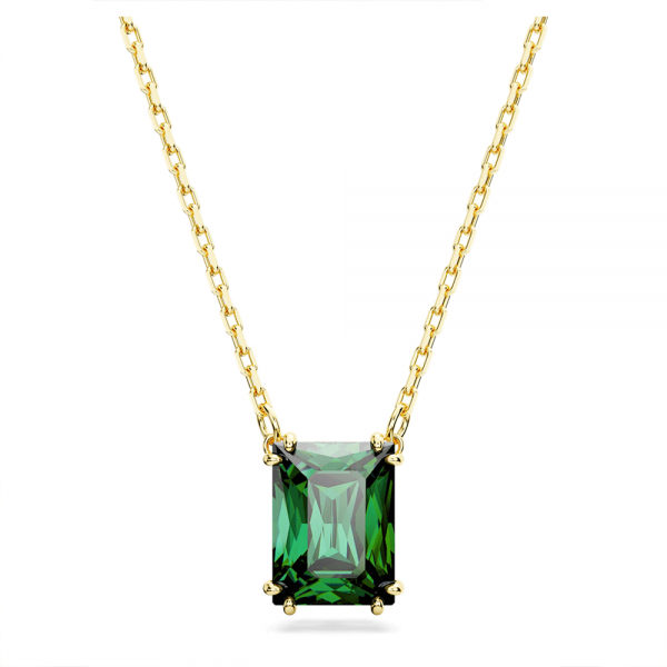 Swarovski Matrix arany színű nyaklánc téglalap zöld kristállyal 5677141
