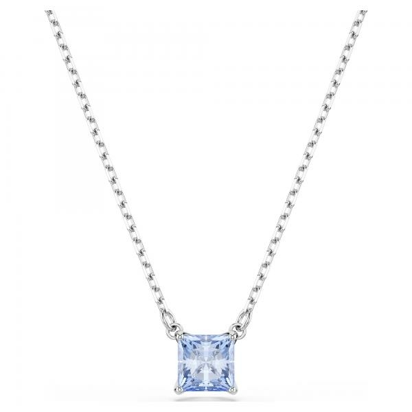 Swarovski Mátrix ezüst színű nyaklánc négyszögletes kék kristállyal 5723568