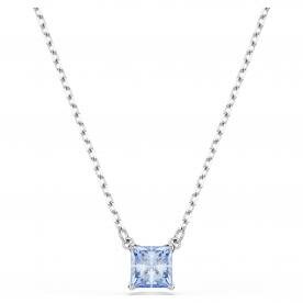 Swarovski Mátrix ezüst színű nyaklánc négyszögletes kék kristállyal 5723568