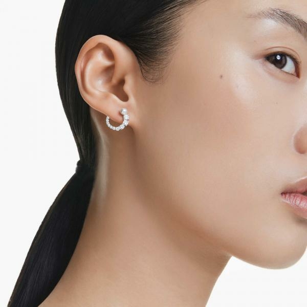 Swarovski Mátrix ezüst színű nyitott karika fülbevaló 5692260