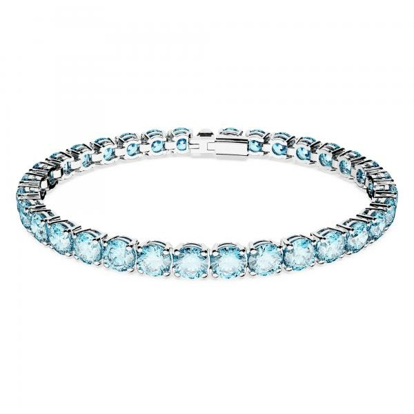 Swarovski Mátrix ezüst színű tenisz karkötő kék kristályokkal 5648928