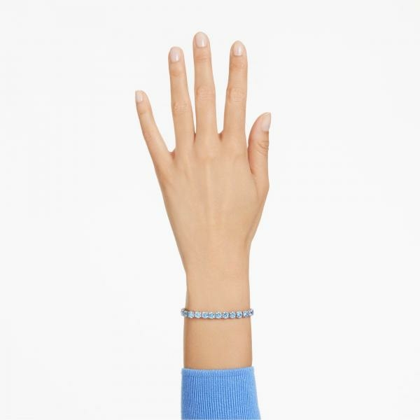 Swarovski Mátrix ezüst színű tenisz karkötő kék kristályokkal 5648928