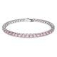 Swarovski Mátrix ezüst színű tenisz karkötő rózsaszín kristályokkal 5648931