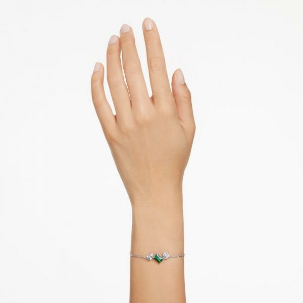 Swarovski Mesmera ezüst színű karkötő zöld kristállyal 5668360