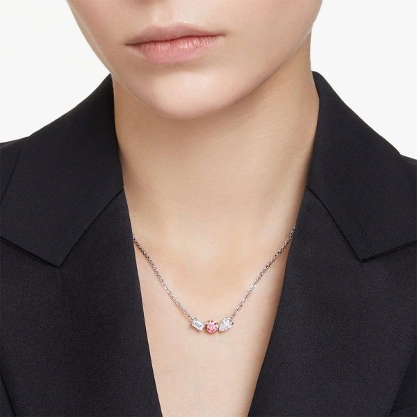 Swarovski Mesmera ezüst színű nyaklánc rózsaszín kristállyal 5673560