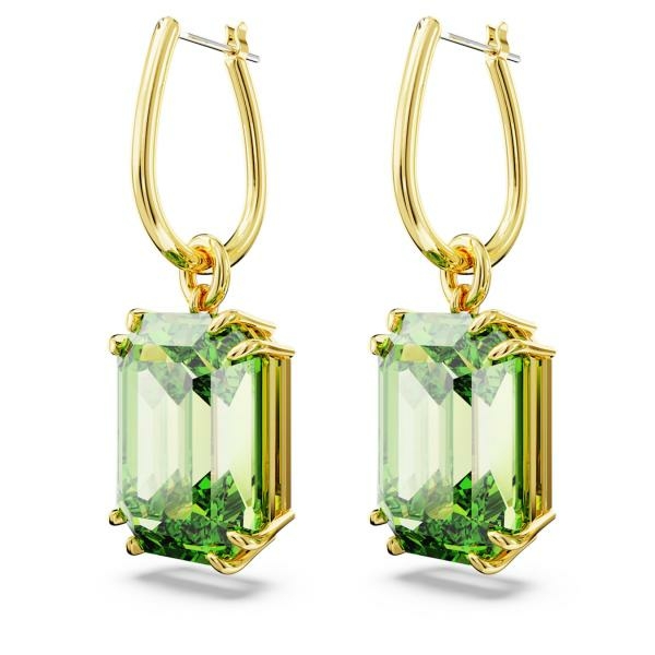 Swarovski Millenia arany színű fülbevaló nagy zöld kristállyal 5676071