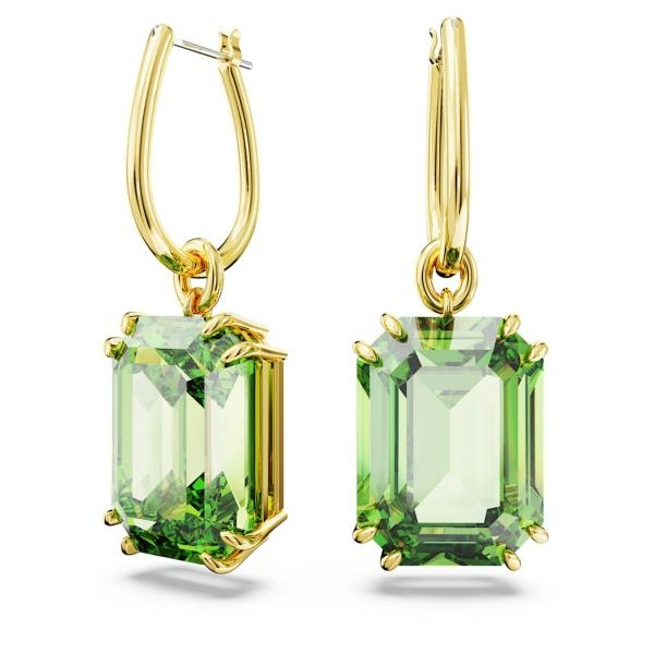 Swarovski Millenia arany színű fülbevaló nagy zöld kristállyal 5676071