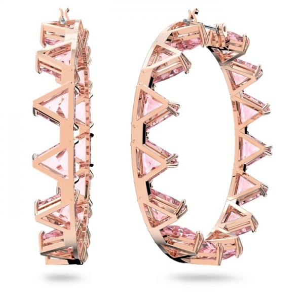 Swarovski Ortyx rozé karika fülbevaló háromszög rózsaszín kristályokkal 5614931
