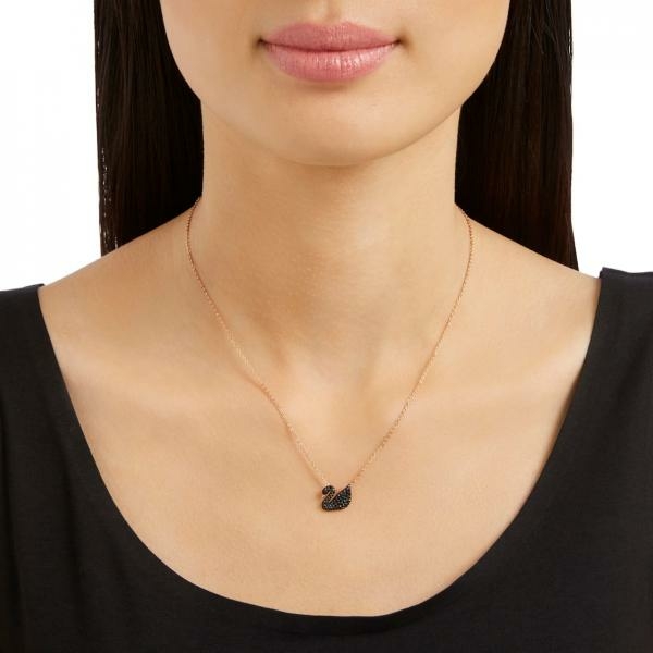 Swarovski Rozé nyaklánc kicsi fekete swarovski hattyúval 5204133