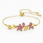 Swarovski Rózsaszín trópusi virág arany karkötő 5521058