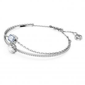 Swarovski Stilla dupla ezüst színű karkötő kék kristállyal 5668244