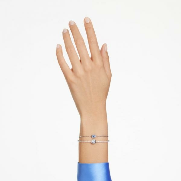 Swarovski Stilla dupla ezüst színű karkötő kék kristállyal 5668244