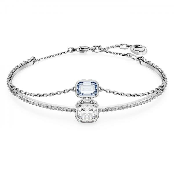 Swarovski Stilla dupla ezüst színű karkötő kék kristállyal 5668244