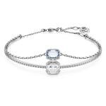 Swarovski Stilla dupla ezüst színű karkötő kék kristállyal 5668244