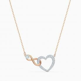 Swarovski Szív és végtelen rozé nyaklánc kristályokkal 5518865