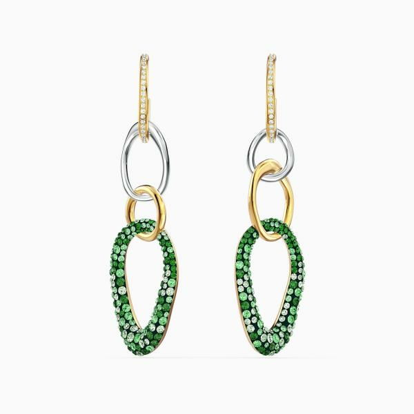 Swarovski The elements arany színű fülbevaló zöld kristályokkal 5569183