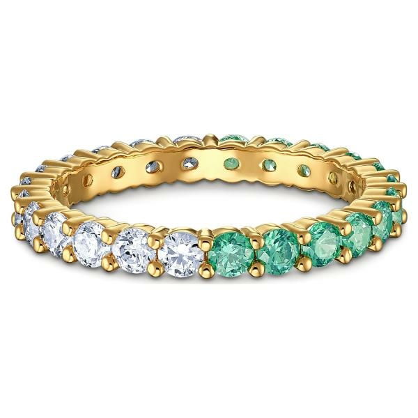 Swarovski Vittore arany színű gyűrű fehér és zöld kristályokkal 