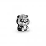 Szikrázó aranyos panda ezüst charm
