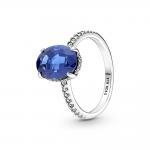 Szikrázó kék köves ovális ezüst gyűrű