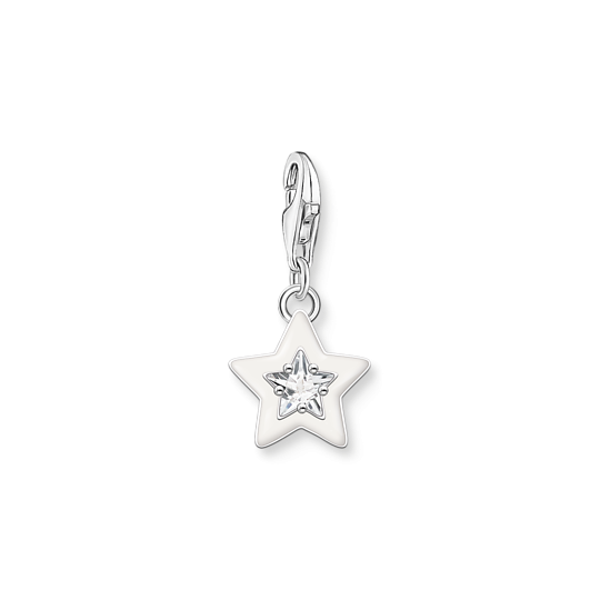 Thomas Sabo  Ezüst csillag charm fehér tűzzománccal és cirkóniával 2044-041-14