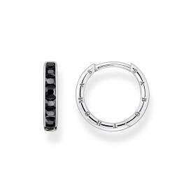 Thomas Sabo  Fekete körbe köves pávé ezüst karika fülbevaló CR668-643-11