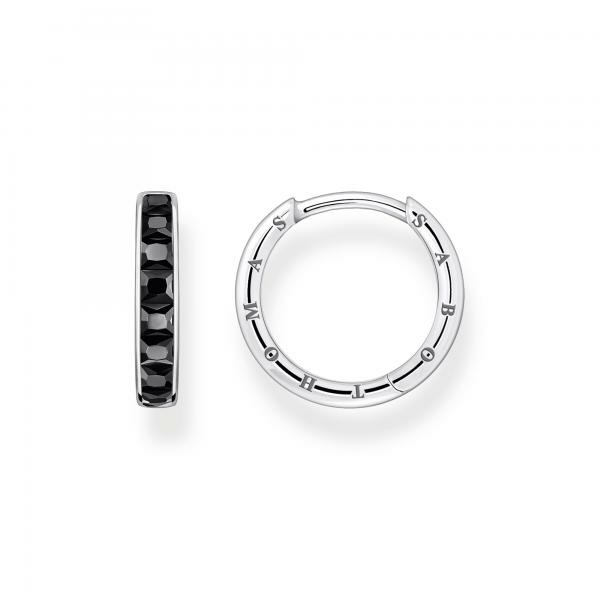 Thomas Sabo  Fekete körbe köves pávé ezüst karika fülbevaló CR668-643-11