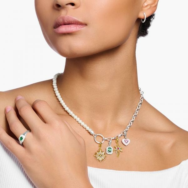 Thomas Sabo  Tenyésztett gyöngy láncos állítható charmtartós ezüst nyaklánc KE2188-082-14-L45V