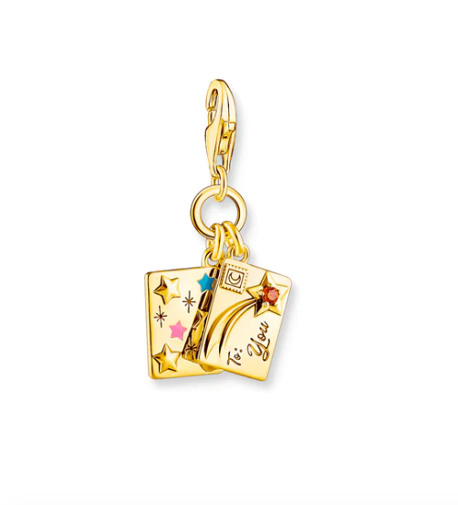 Thomas Sabo 18K arannyal bevont karácsonyi képeslap ezüst charm 2065-414-7