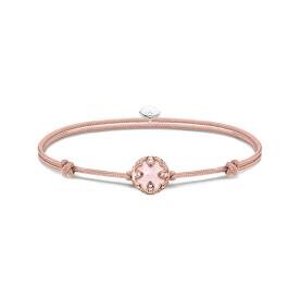 Thomas Sabo Állítható drapp textil karkötő rozé rózsakvarc gyönggyel A2122-816-40-L22V