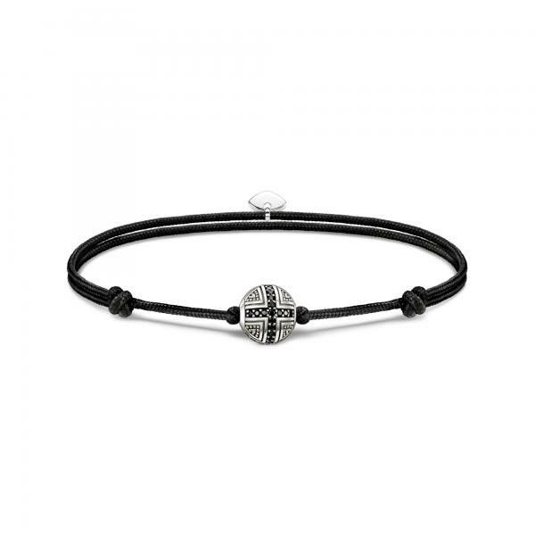Thomas Sabo Állítható fekete textil karkötő keresztes gyönggyel A2111-889-11-L22V