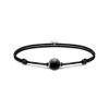 Thomas Sabo Állítható fekete textil karkötő matt obszidián gyönggyel