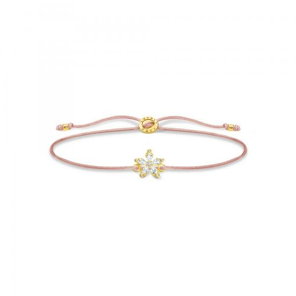 Thomas Sabo Állítható textil karkötő aranyozott virággal LS119-379-19-L20v