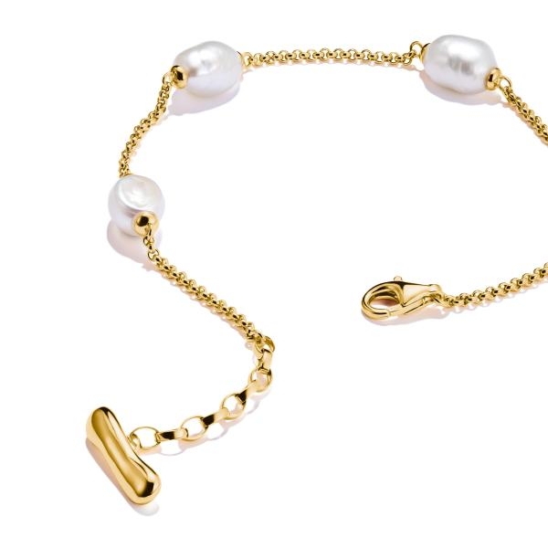 Thomas Sabo Arannyal bevont ezüst karkötő tenyésztett gyöngyökkel A2189-430-14-L19v