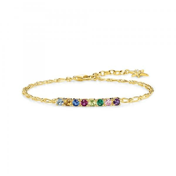 Thomas Sabo Aranyozott ezüst állítható karkötő színes kövekkel SCA150331