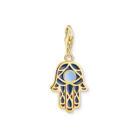 Thomas Sabo Aranyozott ezüst Fatima keze charm kék tűzzománccal 2033-427-1
