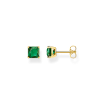 Thomas Sabo Aranyozott ezüst fülbevaló szögletes zöld kővel H2174-472-6