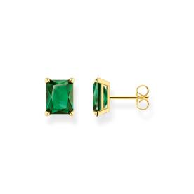 Thomas Sabo Aranyozott ezüst fülbevaló téglalap alakú zöld kővel H2201-472-6