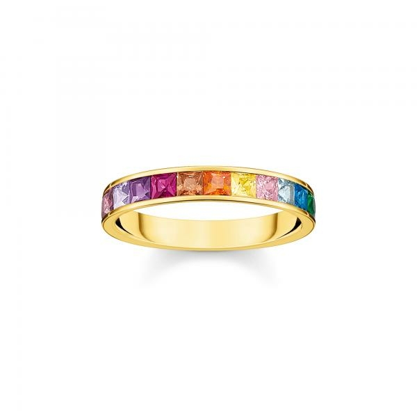 Thomas Sabo Aranyozott ezüst gyűrű csiszolt színes kövekkel 