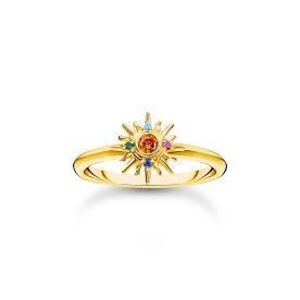 Thomas Sabo Aranyozott ezüst gyűrű nappal és színes kövekkel 