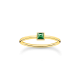 Thomas Sabo Aranyozott ezüst gyűrű négyzet alakú zöld kővel 