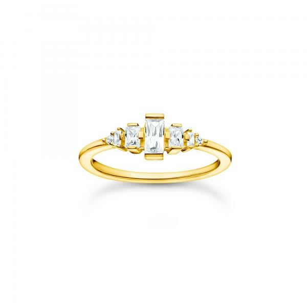 Thomas Sabo Aranyozott ezüst gyűrű négyzettel és körrel 