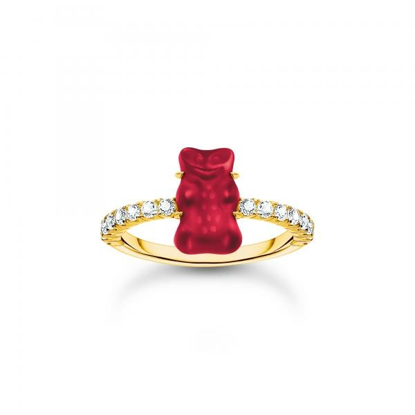 Thomas Sabo Aranyozott ezüst gyűrű piros Haribo gumi macival 