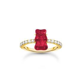 Thomas Sabo Aranyozott ezüst gyűrű piros Haribo gumi macival 