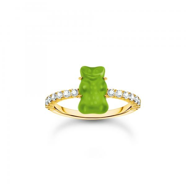 Thomas Sabo Aranyozott ezüst gyűrű zöld Haribo gumi macival 