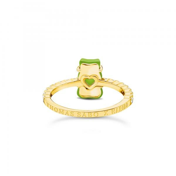 Thomas Sabo Aranyozott ezüst gyűrű zöld Haribo gumi macival 