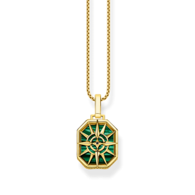 Thomas Sabo Aranyozott ezüst iránytű medál zöld lappal PE911-140-6
