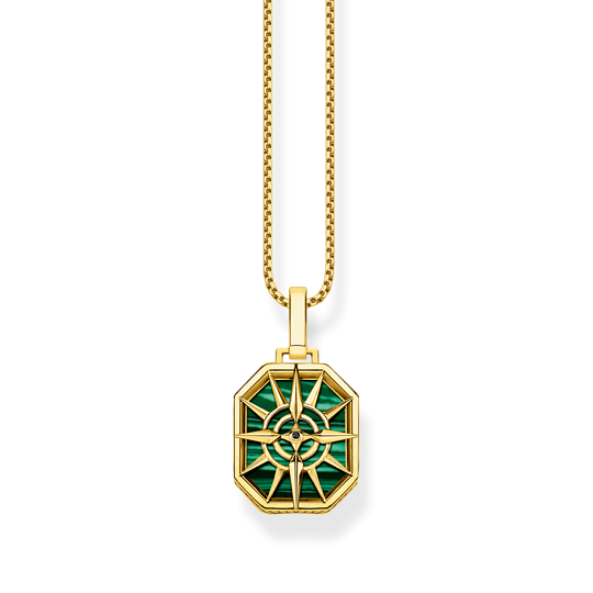 Thomas Sabo Aranyozott ezüst iránytű medál zöld lappal PE911-140-6