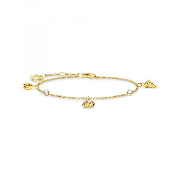 Thomas Sabo Aranyozott ezüst kagylós karkötő cirkóniával A2060-414-14-L19v